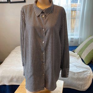 B/W Houndstooth Tunic Length Blouse 2X